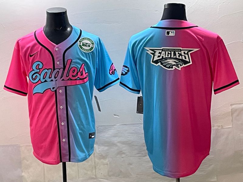 Men 2025 Philadelphia Eagles Blank Blue pink Nike Limited NFL Jersey style 026->philadelphia eagles->NFL Jersey